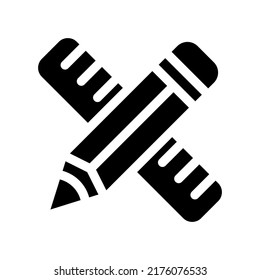 Pencil And Ruler Icon Vector Symbol Design Illustration