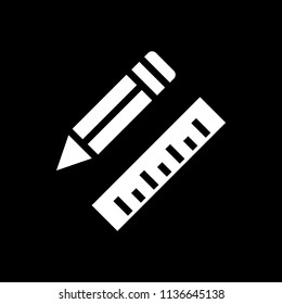 Pencil and ruler icon vector white
