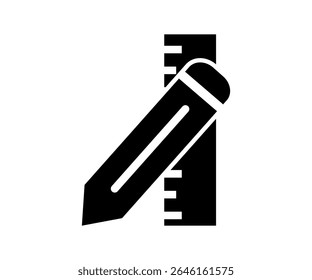Ícone de lápis e régua. Ícone de lápis e régua para design de site, design de vetor de aplicativo e ilustração. 


