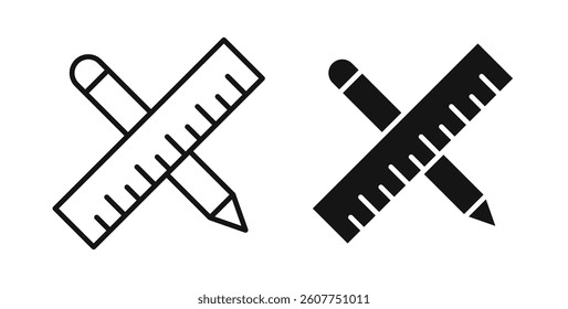 Pencil and ruler icons in black fill and line style