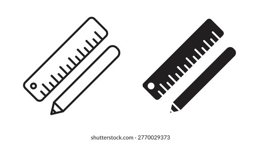 Pencil and ruler icons linear icon. Line with Editable stroke. monochrome icon