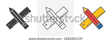 Pencil and ruler icons pack for website designs