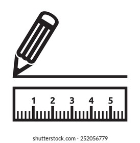 Pencil and ruler icons - Pen and straightedge icon