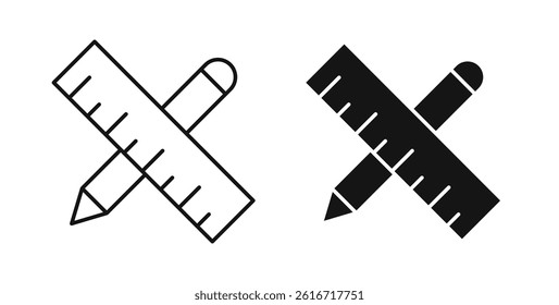 Pencil and ruler icons set for website design