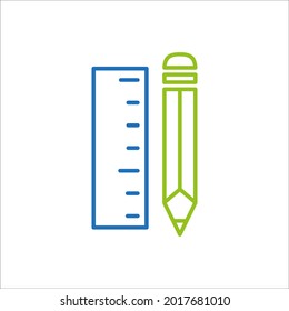 Pencil and ruler icons symbol vector elements for infographic web