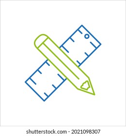 Símbolo de símbolo de lápiz y de regla para la web infográfica