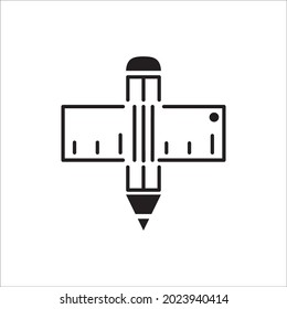 Pencil and ruler icons symbol vector elements for infographic web