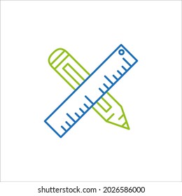 Pencil and ruler icons symbol vector elements for infographic web