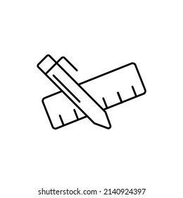 Pencil and ruler icons  symbol vector elements for infographic web