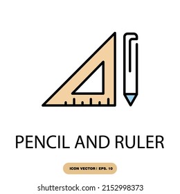 pencil and ruler icons  symbol vector elements for infographic web