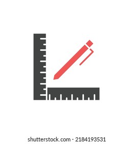 Pencil with ruler icons  symbol vector elements for infographic web