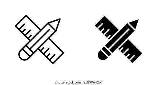 Pencil and ruler icons thin line illustrations designs