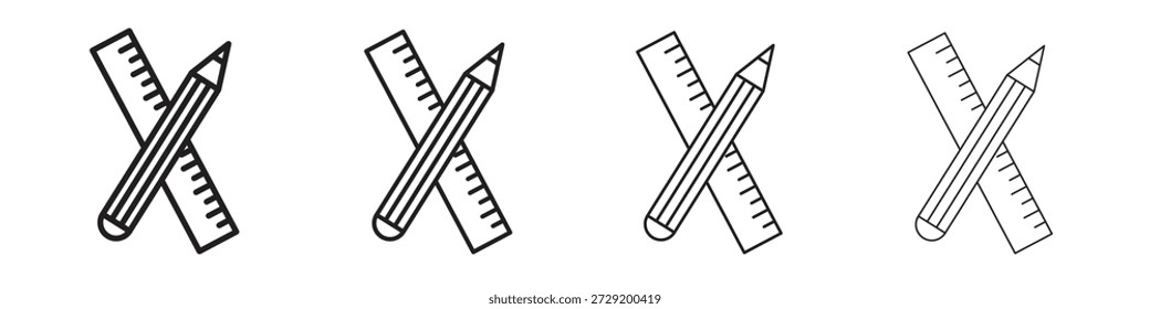 Iconos de lápiz y Regla Vector Logo Plantilla Ilustración Diseños. Vector EPS 10.