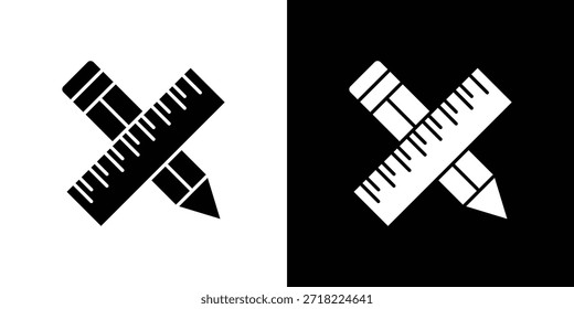 Pencil and ruler icons. Vector Template Illustration Symbol Pixels Perfect