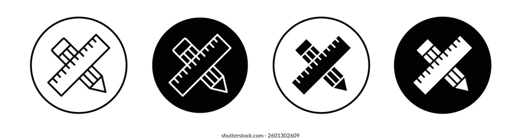 Pencil and ruler icons vectors graphics collection