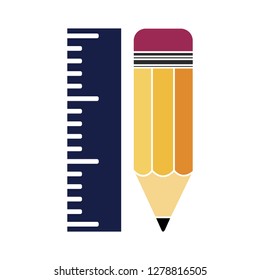 Pencil with ruler icon-school symbol-education illustration-drawing isolated-measurement symbol-sketch sign