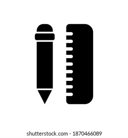 Pencil and ruler illustration glyphs style education icon vector design, this vector is suitable for icons, logos, illustrations, stickers, books, covers, .etc