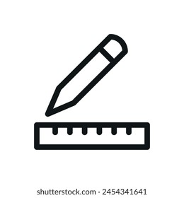 Pencil and ruler isolated icon, drafting vector symbol with editable stroke
