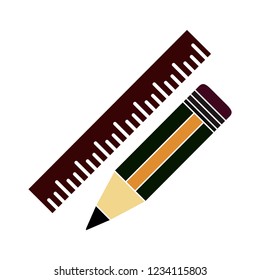 pencil with ruler isolated vector - education and office equipment illustration sign . measurement tools sign symbol