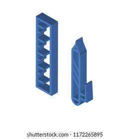 Pencil and Ruler isometric left top view 3D icon