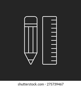 pencil and ruler line icon