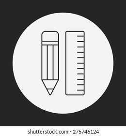 pencil and ruler line icon