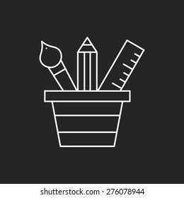 pencil and ruler line icon