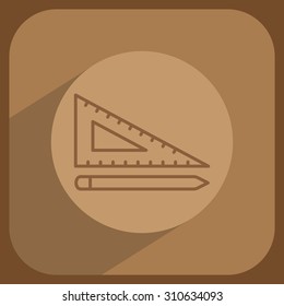Pencil and ruler line icon