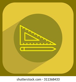 Pencil and ruler line icon
