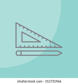 Pencil and ruler line icon