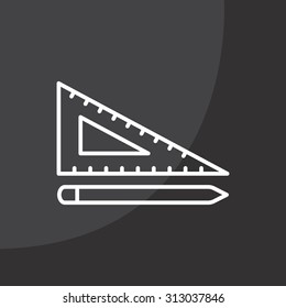 Pencil and ruler line icon