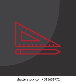 Pencil and ruler line icon