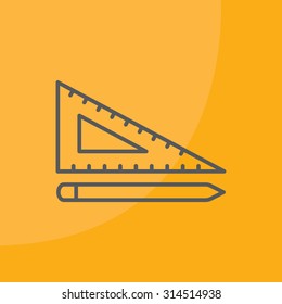 Pencil and ruler line icon