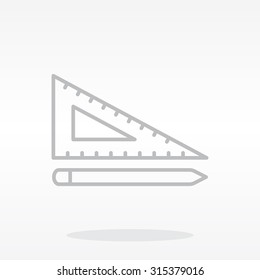 Pencil and ruler line icon