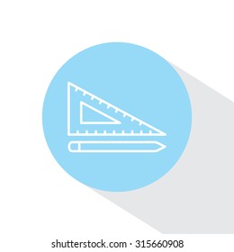 Pencil and ruler line icon