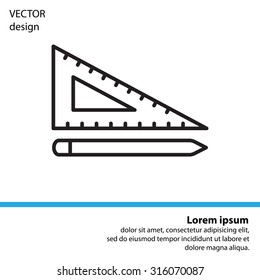 Pencil and ruler line icon
