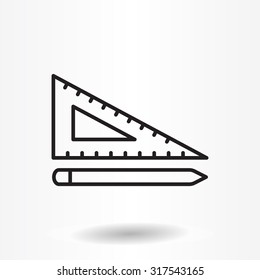Pencil and ruler line icon