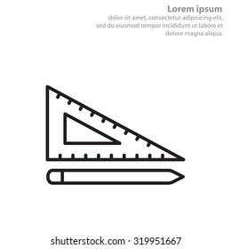 Pencil and ruler line icon