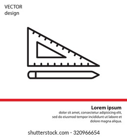 Pencil and ruler line icon