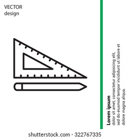Pencil and ruler line icon