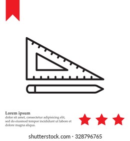 Pencil and ruler line icon