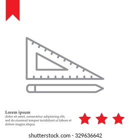 Pencil and ruler line icon