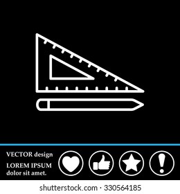 Pencil and ruler line icon