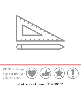Pencil and ruler line icon