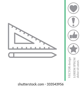 Pencil and ruler line icon