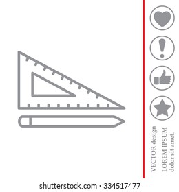 Pencil and ruler line icon