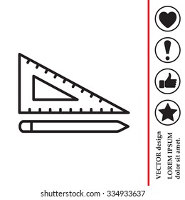Pencil and ruler line icon