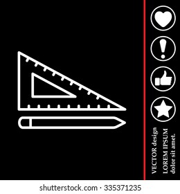 Pencil and ruler line icon