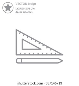 Pencil and ruler line icon