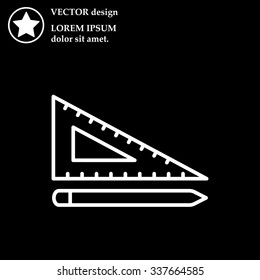 Pencil and ruler line icon